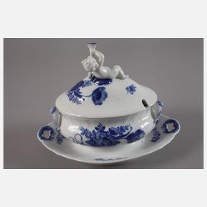 Kopenhagen Deckelterrine "Blaue Blume geschweift"