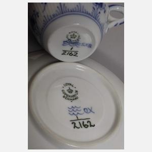 Kopenhagen Kaffeekanne und fünf Gedecke „Musselmalet“