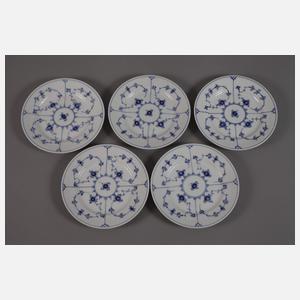 Kopenhagen Kaffeekanne und fünf Gedecke „Musselmalet“