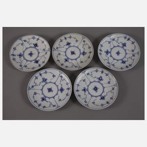 Kopenhagen Kaffeekanne und fünf Gedecke „Musselmalet“