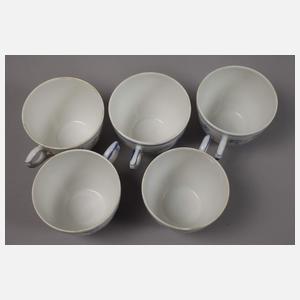 Kopenhagen Kaffeekanne und fünf Gedecke „Musselmalet“