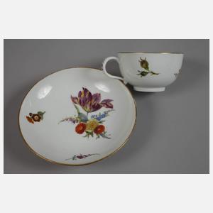 Meissen Tasse mit Untertasse Blumenmalerei