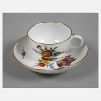 Meissen Tasse mit Untertasse Blumenmalerei111