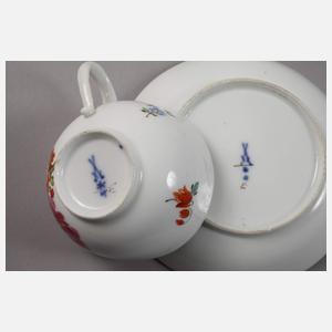 Meissen Tasse, Untertasse und Platte Marcolinizeit