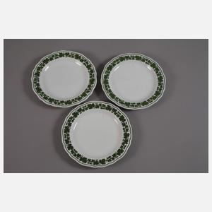 Meissen drei Teegedecke und Teedose Weinlaubdekor