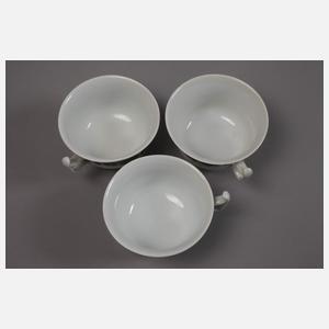 Meissen drei Teegedecke und Teedose Weinlaubdekor