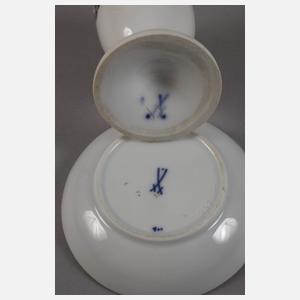 Meissen sechs Eierbecher und Saliere Weinlaubdekor