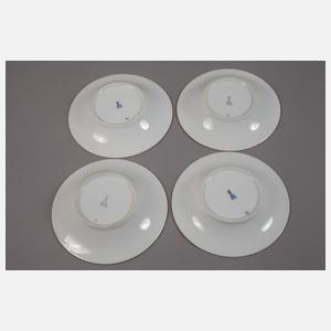 Meissen vier Tassen Weinlaubdekor mit Goldrand