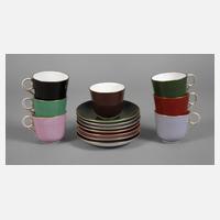 Meissen sieben Schokoladentassen Farbfond111