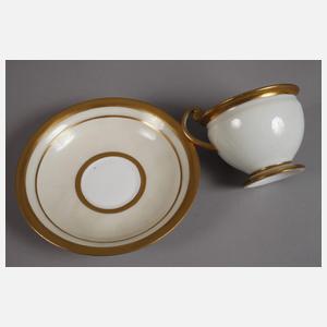 Meissen Tasse mit Untertasse und Vase Golddekor
