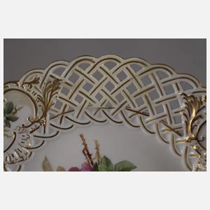 Meissen Durchbruchteller naturalistische Blume