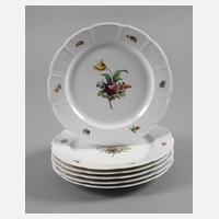 Nymphenburg sechs Dessertteller Blumenmalerei111