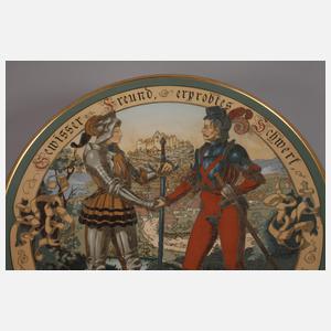 Villeroy & Boch Mettlach Wandteller Freundschaftsmotiv