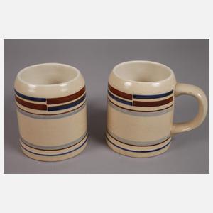 Sechs Bunzlauer Bierkrüge