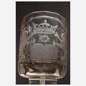 Drei Schliffgläser Judaica und Freimaurersymbolik