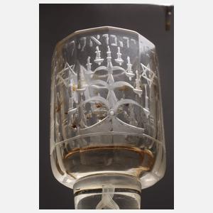 Drei Schliffgläser Judaica und Freimaurersymbolik