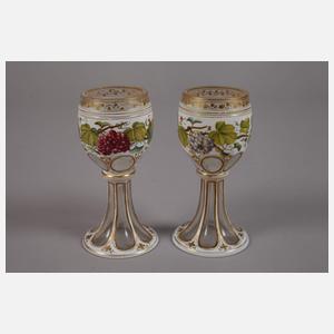 Sechs Weingläser mit Tablett Biedermeier