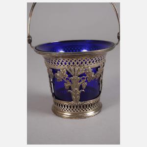 Henkelkorb Silber mit Glaseinsatz