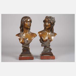 Paul Aichele, zwei Mädchenbüsten Jugendstil