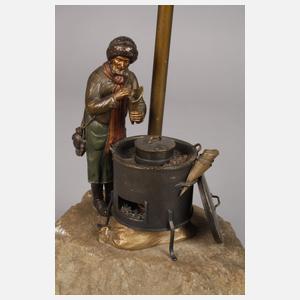 Bergmann Wiener Bronze Lampe Maronibrater