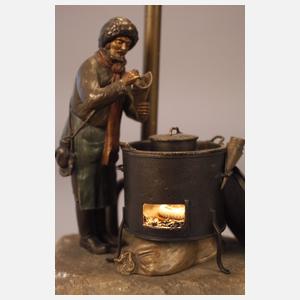 Bergmann Wiener Bronze Lampe Maronibrater