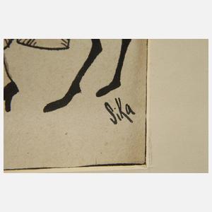 Sechs Wiener Art déco-Modedarstellungen