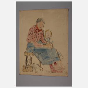 Prof. Albert Schaefer-Ast, Großmutter mit Enkelin