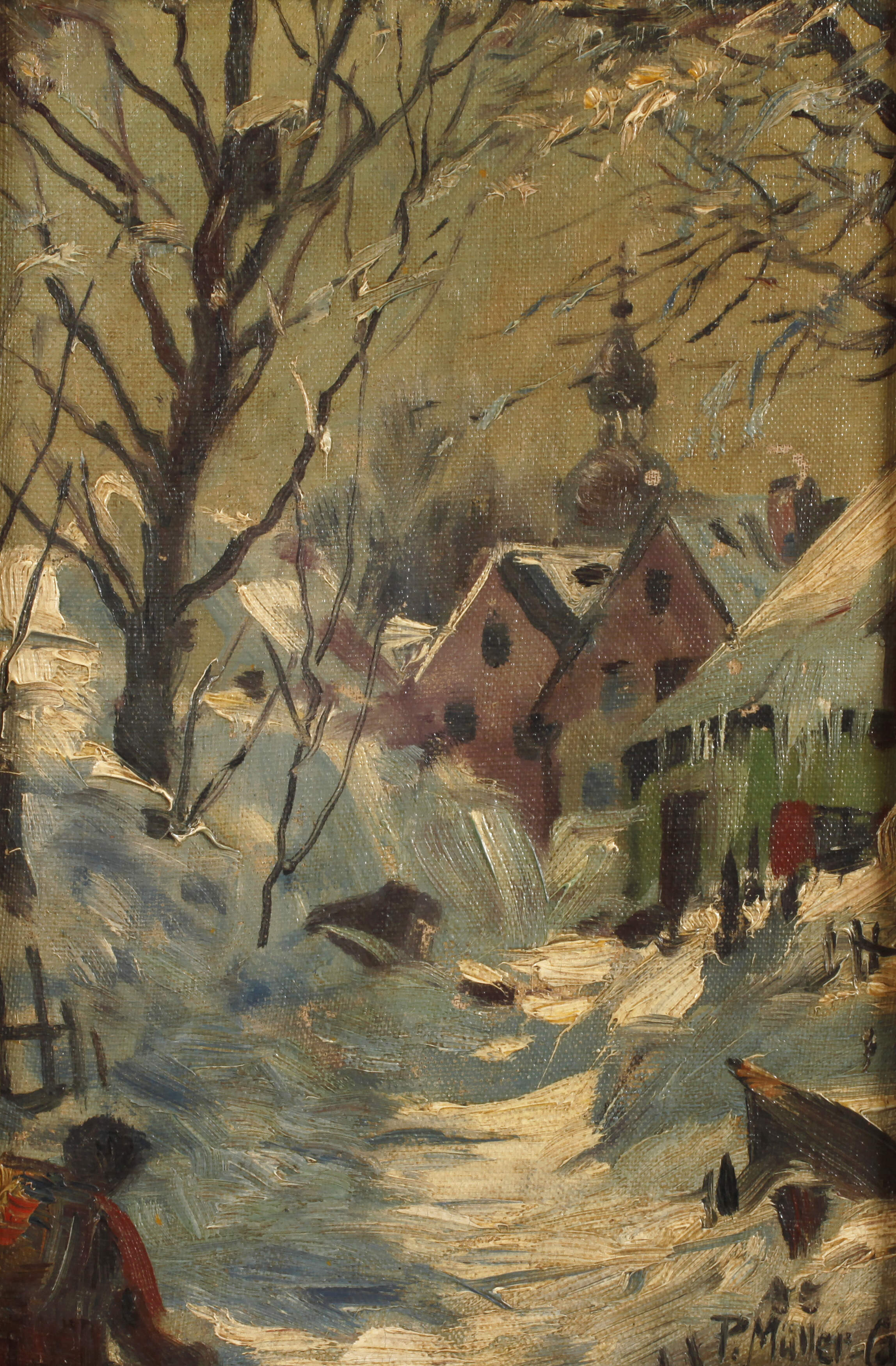 Paul Müller-Callnberg, "Verschneite Dorfstraße "