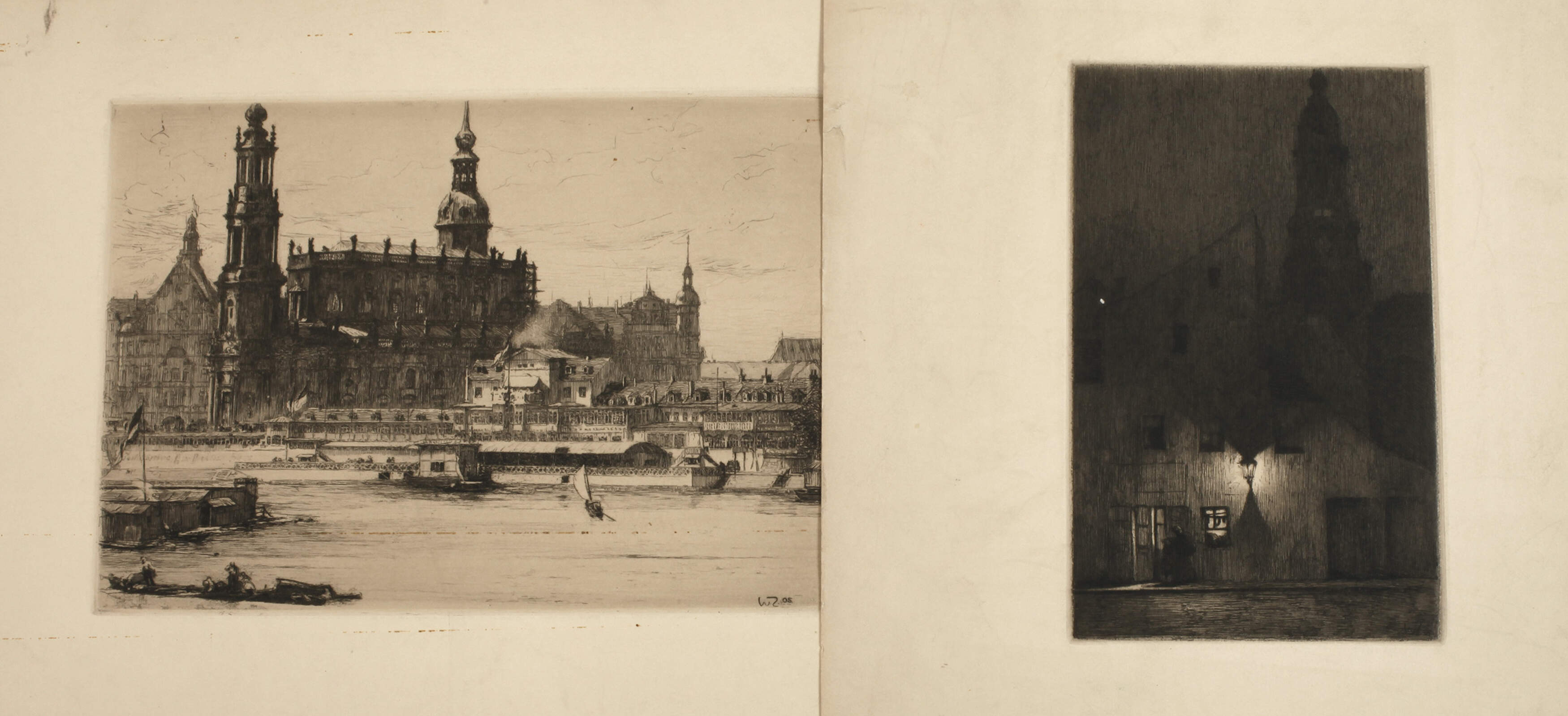 Walter Zeising, zwei Radierungen Dresden