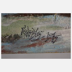 Fredo Bley, "Rotes Bauernhaus im Winter"