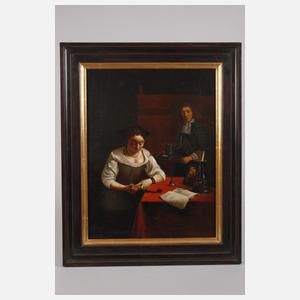 Lesende Dame am Tisch