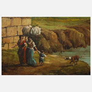 F. Polters, ruinierte Brücke am Fluss