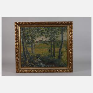 R. Mayer, Landschaft mit Kirche