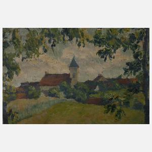R. Mayer, Landschaft mit Kirche