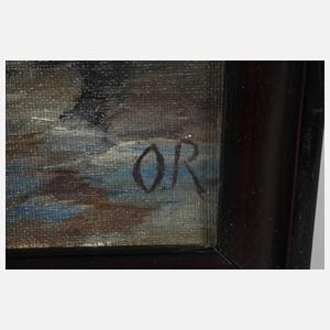 Monogrammist O.R., Kühe am Gatter