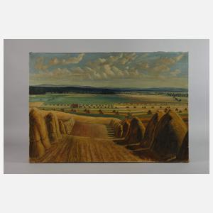 Doppelgemälde Heuernte und Selbstbildnis