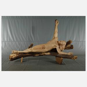 Lebensgroße Holzskulptur