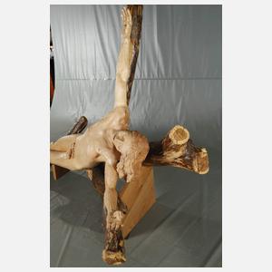 Lebensgroße Holzskulptur