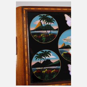 Tablett mit Hinterglasmalerei