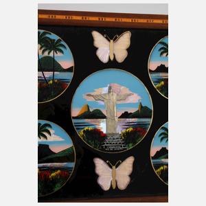 Tablett mit Hinterglasmalerei