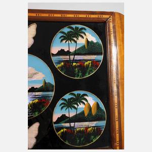 Tablett mit Hinterglasmalerei