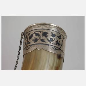 Trinkhorn Russland mit Silbermontierung