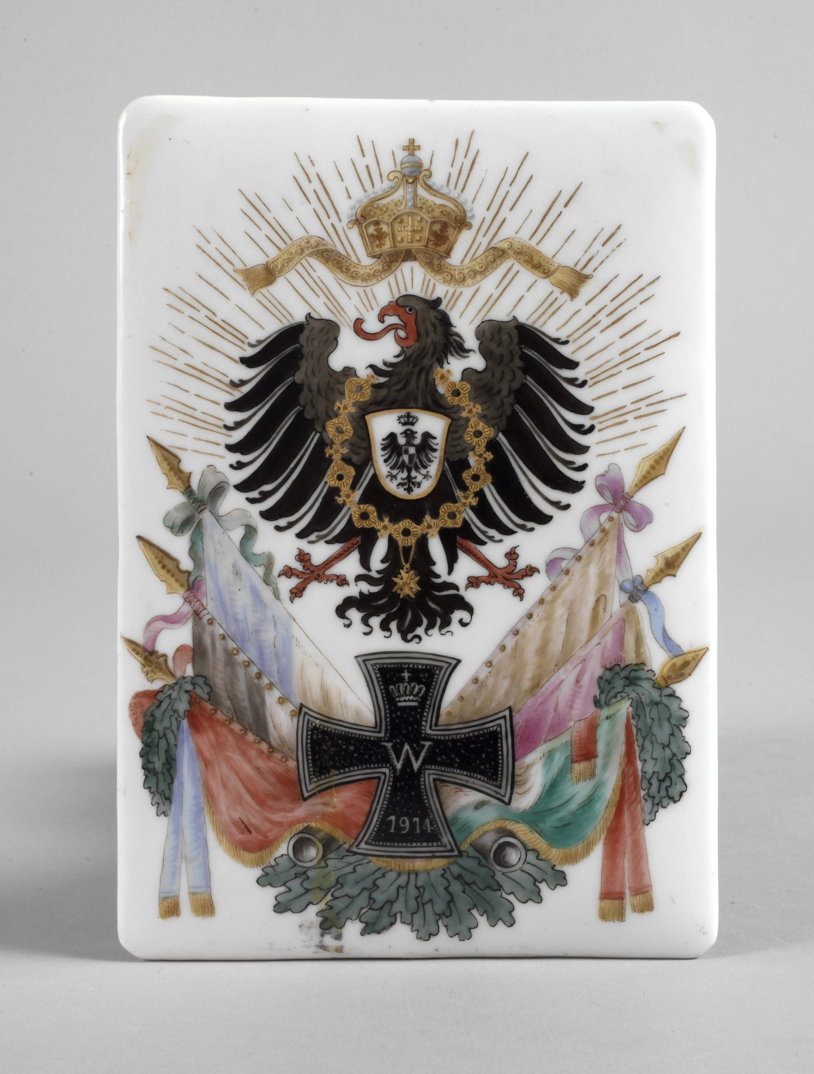 Patriotische Porzellanplakette Kaiserzeit