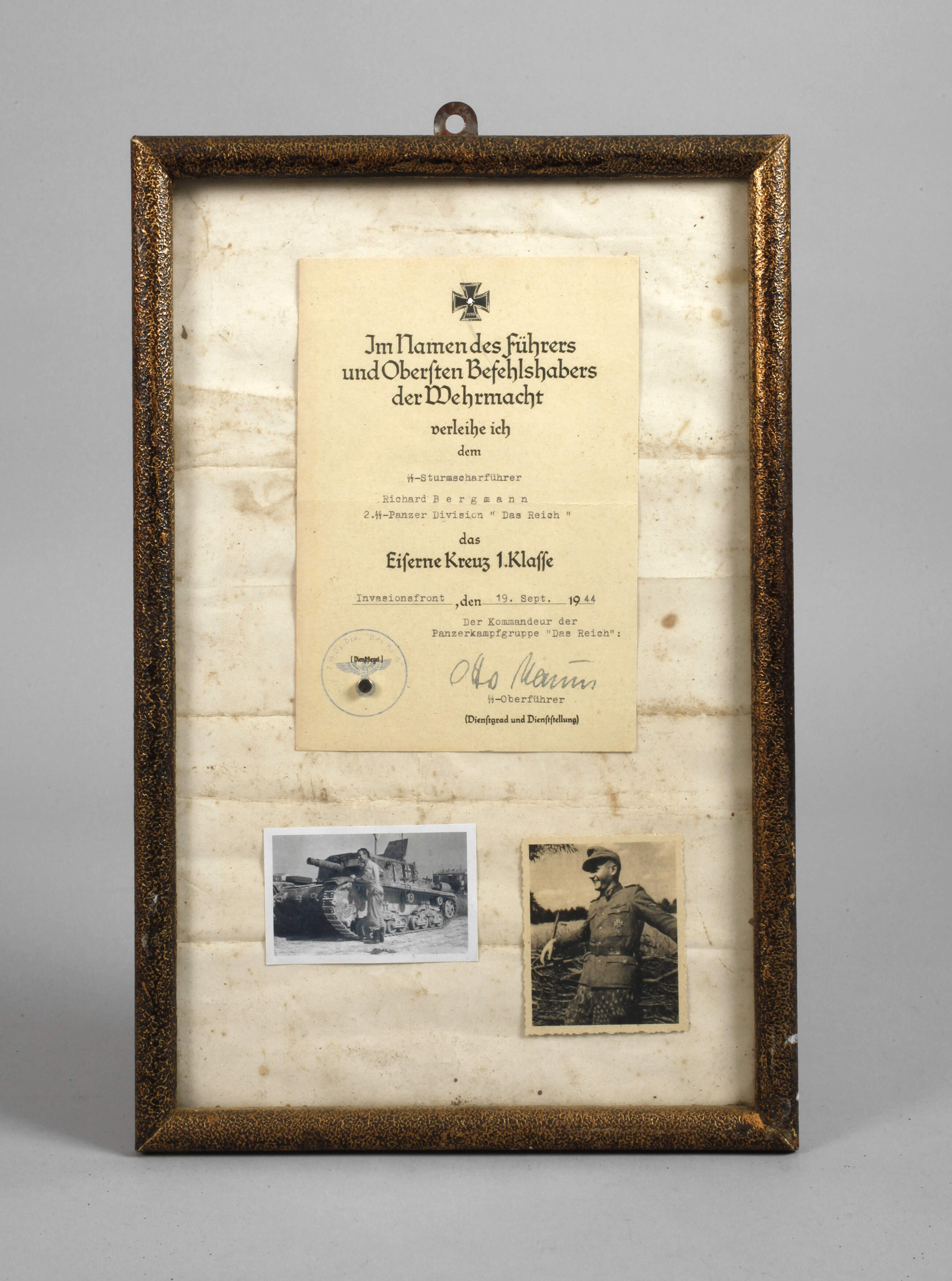 Urkunde Eisernes Kreuz 1. Klasse