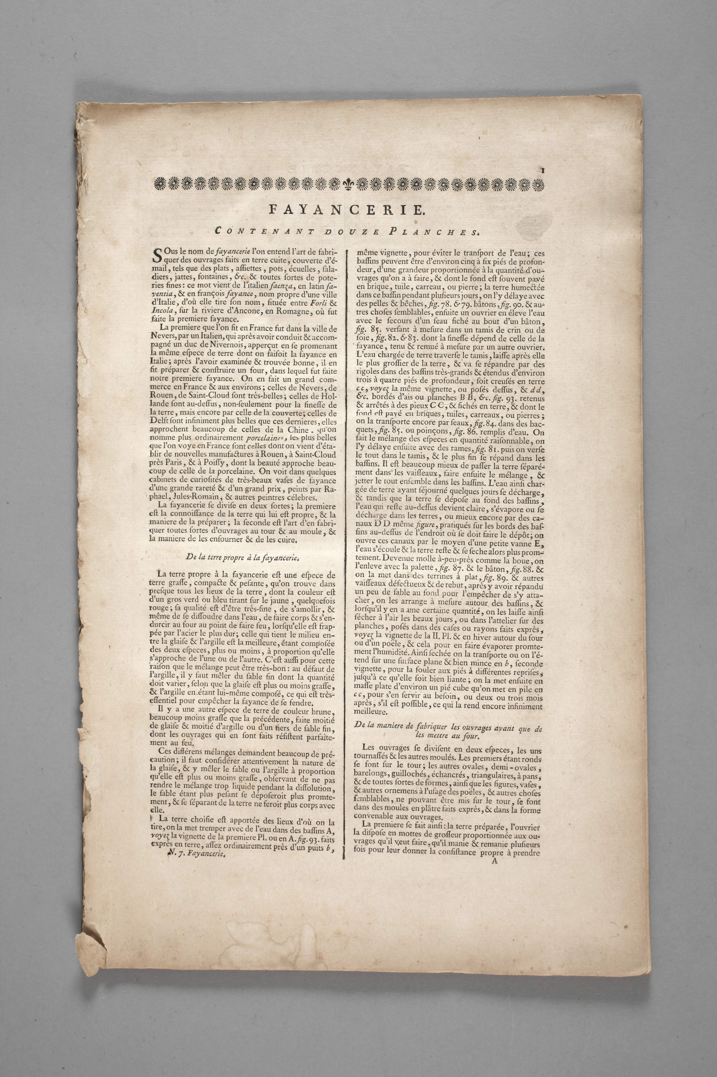 Buchfragment Fayenceherstellung