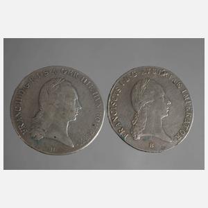 Vier Silbermünzen Österreich und Bayern