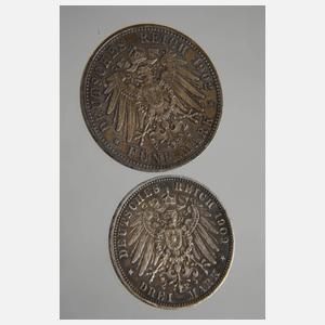 Zwei Silbermünzen Sachsen