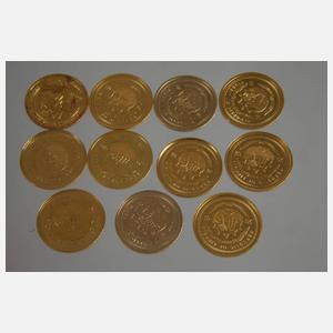 Elf Münzen Gold 999