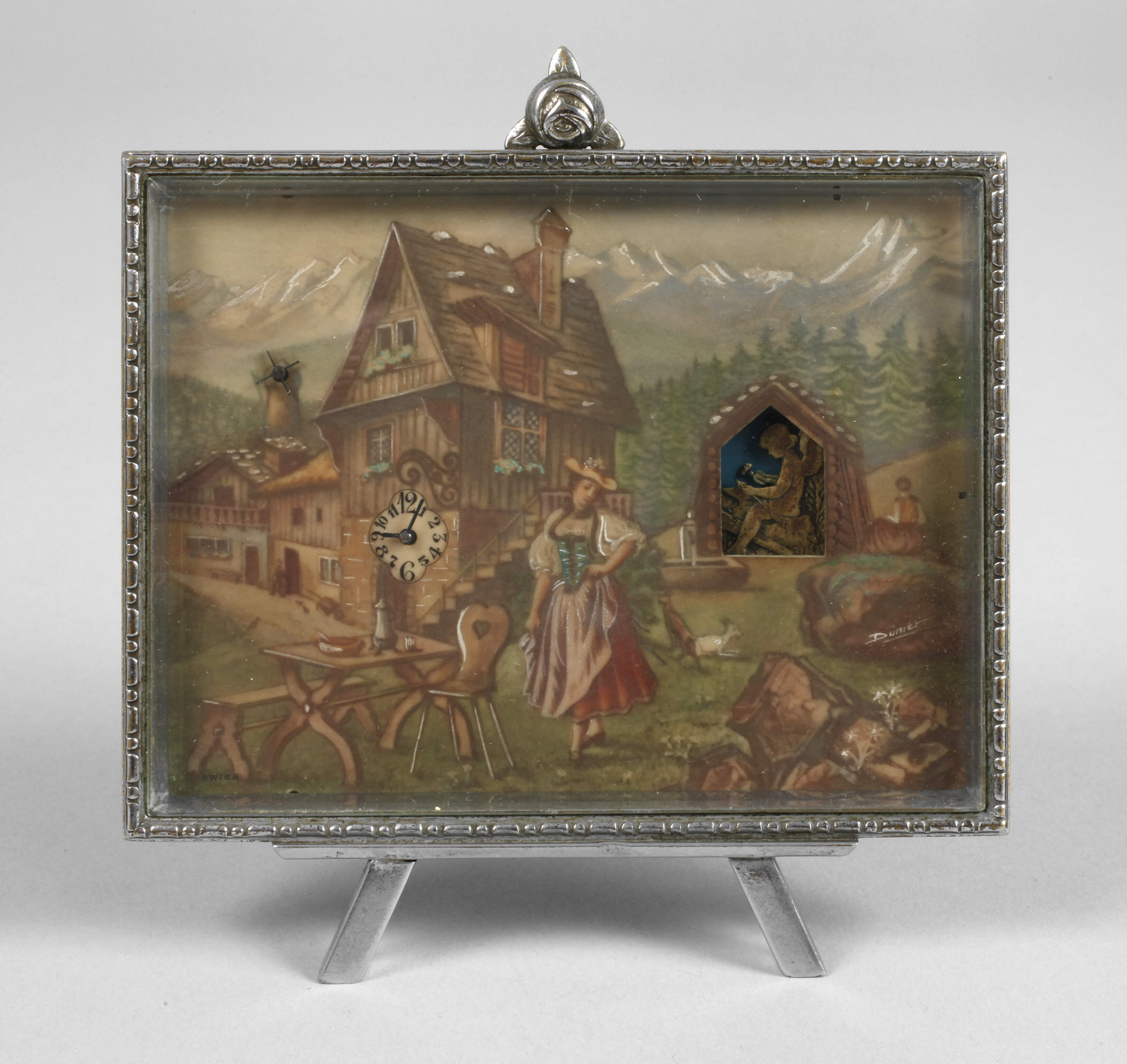 Kleine Bilderuhr mit Automat