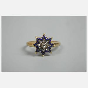 Damenring mit Diamanten und Emaille